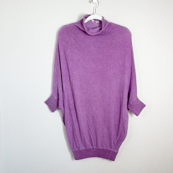 Anthropologie Moth Dolman Slouch Mock Neck Sweater Size XS Mauve Pink Alpaca - Picture 2 of 13